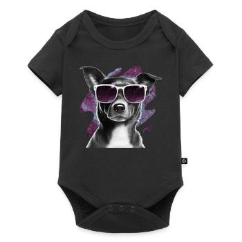 Chihuahua Wearing Galaxy Glasses Cosmic Space Sung - Baby Premium Kurzarmbody - Schwarz - Vorne