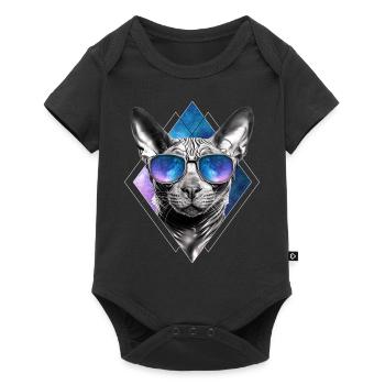 Sphinx Cat Space Glasses Galaxy Sunglasses Cat Mem - Baby Premium Kurzarmbody - Schwarz - Vorne