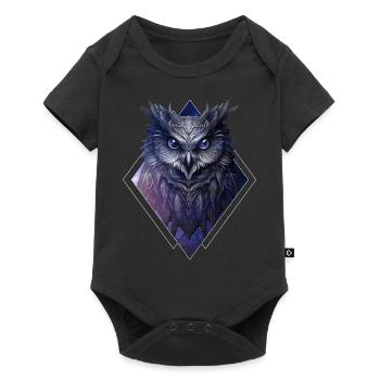 Celestial Owl Space Bird Galaxy Nebula Spirit Anim - Baby Premium Kurzarmbody - Schwarz - Vorne