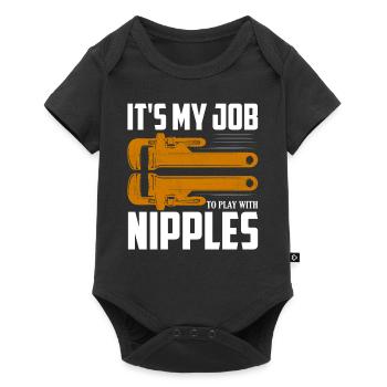 C’est mon boulot de jouer avec les mamelons plombier pipefitte - Body à manches courtes Premium Bébé - noir - Devant