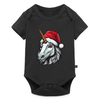 Unicorn Head Christmas Xmas - Baby Premium short-sleeve bodysuit - black - Front