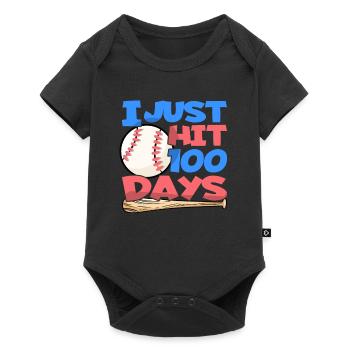 100. Tag Des Schulbaseballkostüms 100 Tage - Baby Premium Kurzarmbody - Schwarz - Vorne
