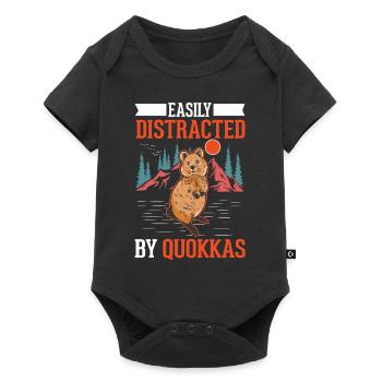 Easily distracted by Quokkas - Baby Premium Kurzarmbody - Schwarz - Vorne