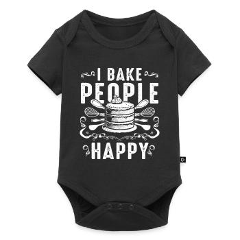 Bäcker Backen Ich backe Menschen Happy Cake - Baby Premium Kurzarmbody - Schwarz - Vorne