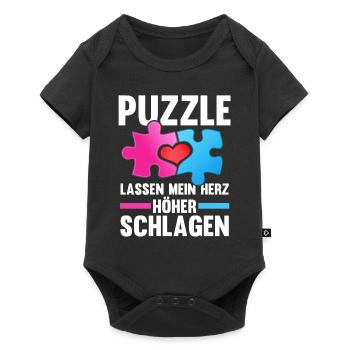 Puzzlefan Puzzler Puzzleteile Puzzle - Baby Premium Kurzarmbody - Schwarz - Vorne