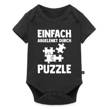 Puzzlefan Puzzler Puzzleteile Puzzle - Baby Premium Kurzarmbody - Schwarz - Vorne