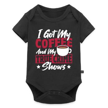 J’ai mon café et mon vrai crime montre vrai - Body à manches courtes Premium Bébé - noir - Devant