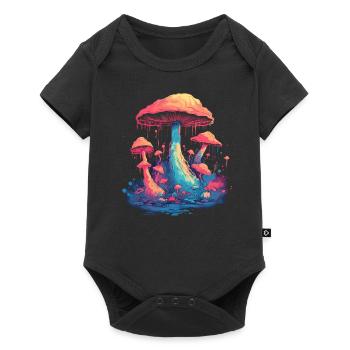 Fantasy Mushroom | Forest | Nature | Goa Festival - Baby Premium short-sleeve bodysuit - black - Front