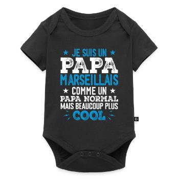 Papa Marseillais Humour - Cadeau Anniversaire Papa - Body à manches courtes Premium Bébé - noir - Devant