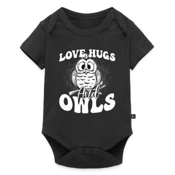 Amour, câlins et hiboux oiseau nocturne oiseau de nuit - Body à manches courtes Premium Bébé - noir - Devant