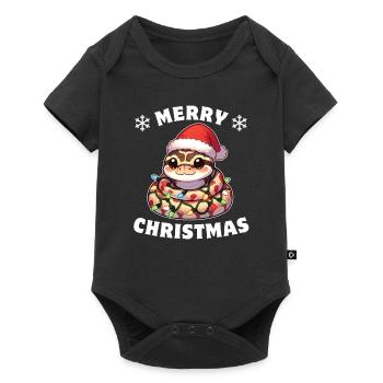Père Noël chapeau Noël guirlandes lumineuses Python - Body à manches courtes Premium Bébé - noir - Devant