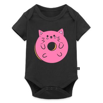 Katzen Donut Gebäckmacher - Baby Premium Kurzarmbody - Schwarz - Vorne