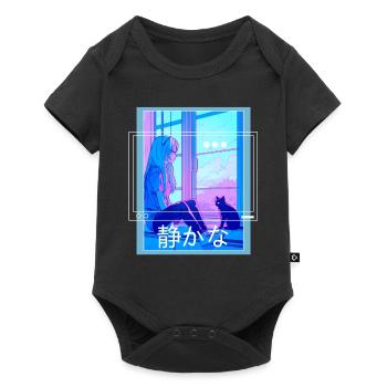 Lofi Japanese Aesthetic Kawaii Anime Girl Otaku Ca - Baby Premium Kurzarmbody - Schwarz - Vorne