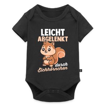 Leicht Abgelenkt Durch Eichhörnchen - Baby Premium Kurzarmbody - Schwarz - Vorne