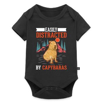 Facilement distrait par les capybaras - Body à manches courtes Premium Bébé - noir - Devant