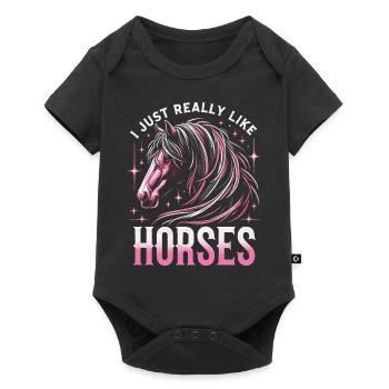 Horse Riding Horse Riding Horse Riding Jump Riding - Baby Premium short-sleeve bodysuit - black - Front