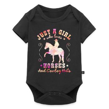 Horse Love - charme Western élégant - Body à manches courtes Premium Bébé - noir - Devant