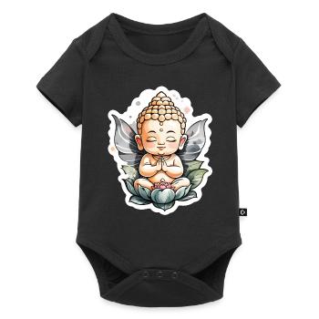 Baby Buddha - meditation yoga relaxation - Baby Premium short-sleeve bodysuit - black - Front