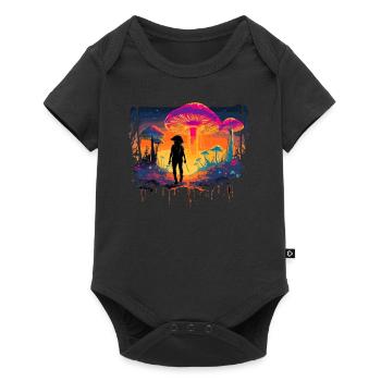 Fantasy Mushroom | Forest | Nature | Goa Festival - Baby Premium short-sleeve bodysuit - black - Front