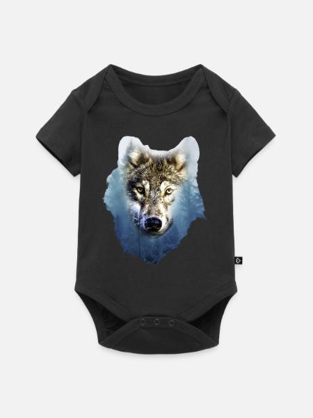 Wolf - Baby Premium Kurzarmbody - Schwarz