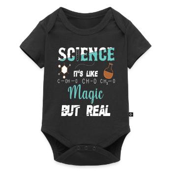 WISSENSCHAFT IST WIE MAGIE, ABER EIN ECHTER GEEK-W - Baby Premium Kurzarmbody - Schwarz - Vorne