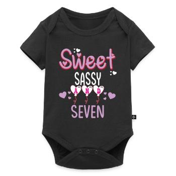 Kinder Happy 7th Birthday Sweet Sassy und Seven Gi - Baby Premium Kurzarmbody - Schwarz - Vorne