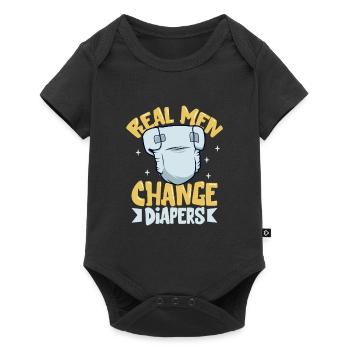 Real men change diapers - Baby Premium short-sleeve bodysuit - black - Front