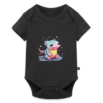 Süßer Anime -Stil Axolotl Kawaii - Baby Premium Kurzarmbody - Schwarz - Vorne