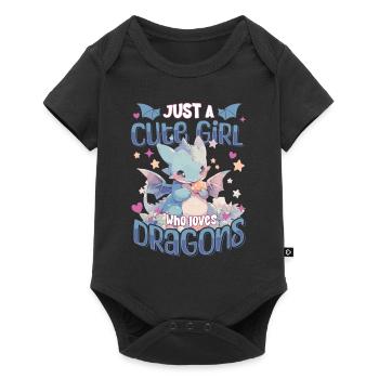Just a cute Girl who loves Dragons - Kawaii Dragon - Baby Premium short-sleeve bodysuit - black - Front
