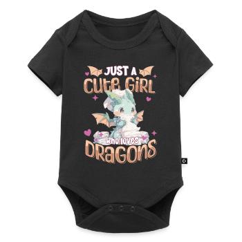 Just a cute Girl who loves Dragons - Kawaii Dragon - Baby Premium short-sleeve bodysuit - black - Front