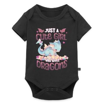 Just a cute Girl who loves Dragons - Kawaii Dragon - Baby Premium short-sleeve bodysuit - black - Front