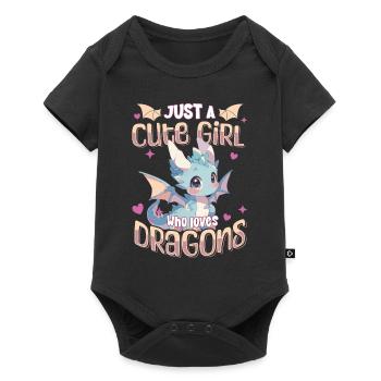 Just a cute Girl who loves Dragons - Kawaii Dragon - Baby Premium short-sleeve bodysuit - black - Front