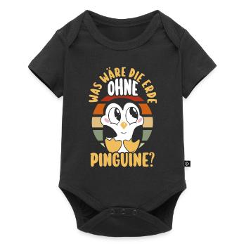 Pinguin - Baby Premium Kurzarmbody - Schwarz - Vorne