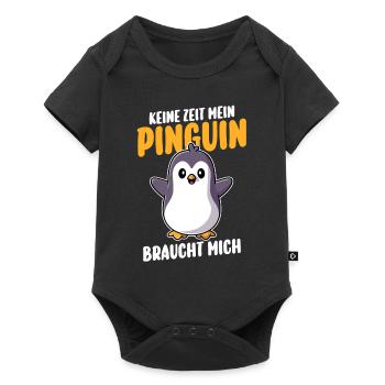 Pinguin - Baby Premium Kurzarmbody - Schwarz - Vorne