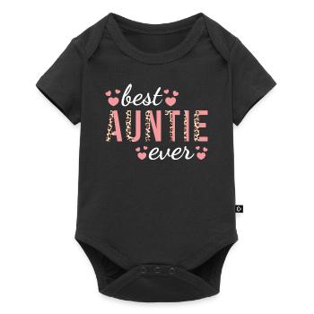 Tante famille Design mignon léopard imprimé meilleure tante - Body à manches courtes Premium Bébé - noir - Devant