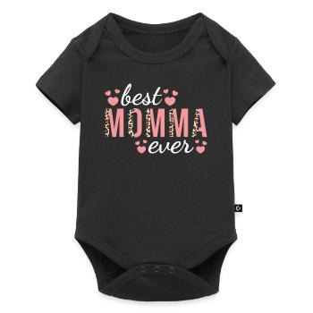 Mom Family Design Cute Leopard Print Best Momma - Baby Premium short-sleeve bodysuit - black - Front