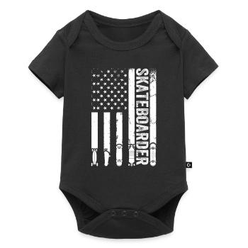 Skatepark Skateboard Skateboarder US Flag - Baby Premium short-sleeve bodysuit - black - Front
