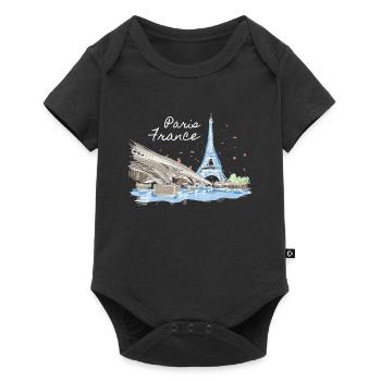 Paris France France Eiffel Tower - Baby Premium short-sleeve bodysuit - black - Front