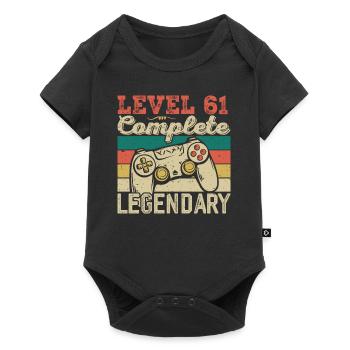 Niveau 61 Complete, Cadeau D'anniversaire 61 Ans - Body à manches courtes Premium Bébé - noir - Devant