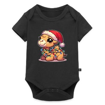 Santa Hat Christmas Fairy Lights Camel - Baby Premium short-sleeve bodysuit - black - Front