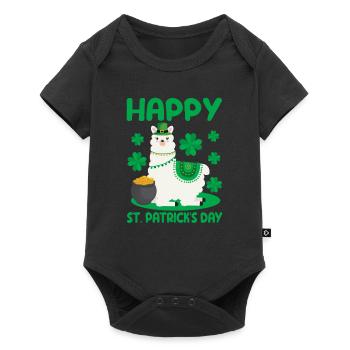 Bonne Saint-Patrick Lama vert alpaga chanceux - Body à manches courtes Premium Bébé - noir - Devant