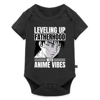 Leveling Up Fatherhood With Anime Vibes Dad Anime - Baby Premium Kurzarmbody - Schwarz - Vorne