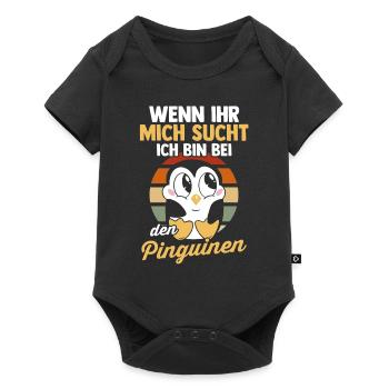 Pinguin - Baby Premium Kurzarmbody - Schwarz - Vorne