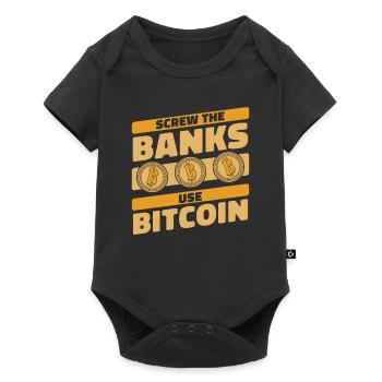 Les banques utilisent Bitcoin Crypto Crypto Crypto - Body à manches courtes Premium Bébé - noir - Devant