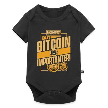 Education Is Important But Bitcoin Is Importanter - Baby Premium Kurzarmbody - Schwarz - Vorne