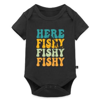 Fish Hunting Fishing Fishrod Fisherman - Baby Premium Kurzarmbody - Schwarz - Vorne