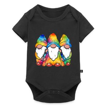 Drei Hippie -Gnomes Groovy Binde Dye Gnomies - Baby Premium Kurzarmbody - Schwarz - Vorne
