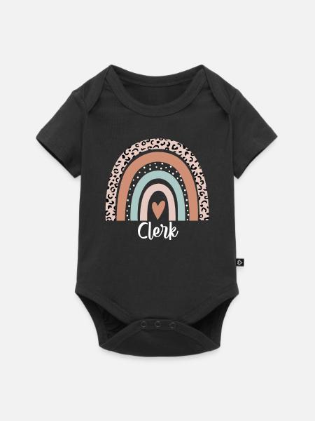 Verkäufer-Regenbogen-Leopard-lustige Verkäufer-Anerkennung - Baby Premium Kurzarmbody - Schwarz