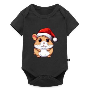 Hamster Christmas Animal Head - Baby Premium short-sleeve bodysuit - black - Front