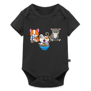Chat Boba Thé Bubble Tea Gaming Gamer Ramen Anime - Body à manches courtes Premium Bébé - noir - Devant